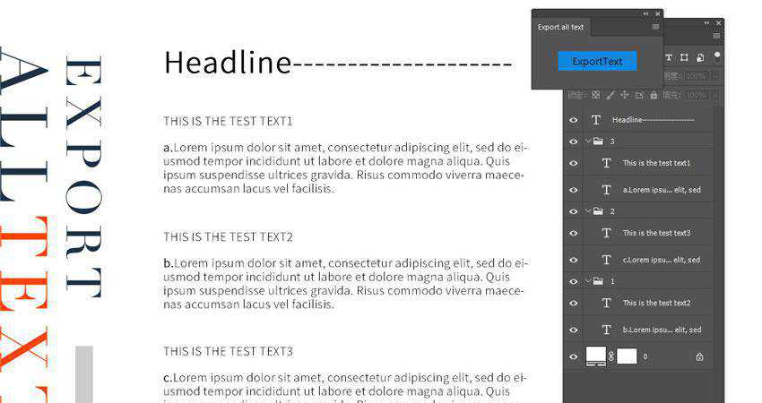Export all Text for PSD Plugin Extension