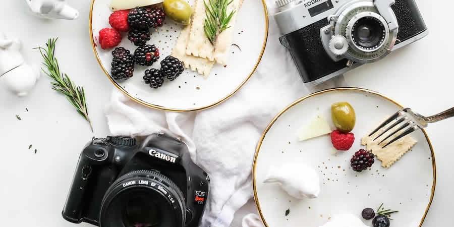 Pancake egg toast banana plate spoon fork food photography