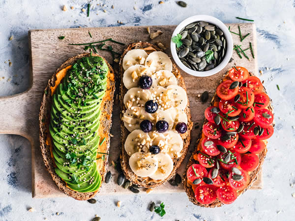 assorted fruits vegetable brown wooden chopping board food photography inspiration