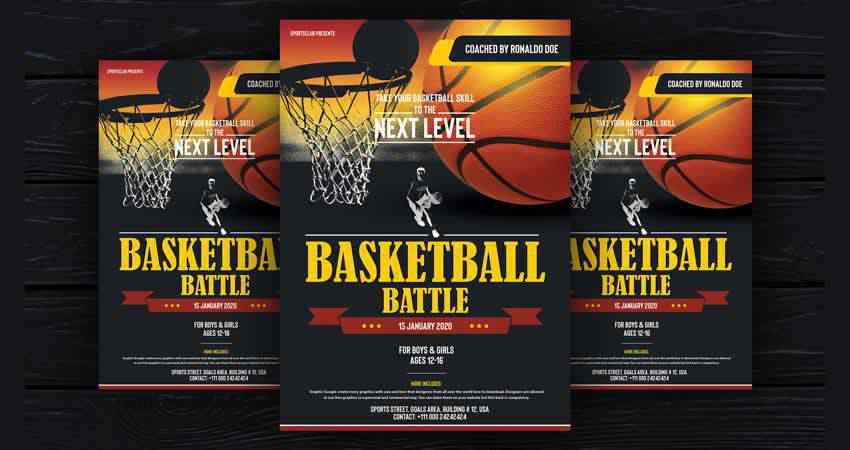 Basketball Flyer Design Template Photoshop PSD
