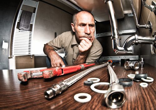 senior plumber on duty portrait
