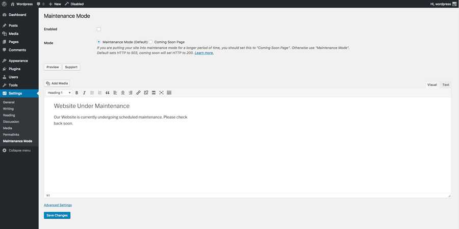 Maintenance Mode WordPress Plugin