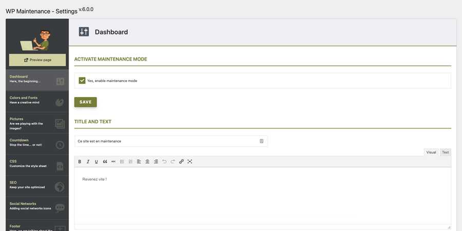 WP Maintenance WordPress Plugin