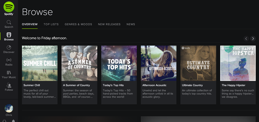 Vertical Navigation Spotify